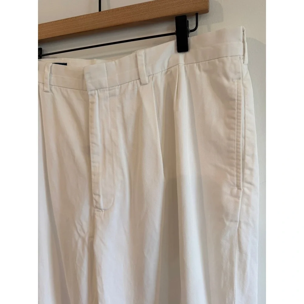 Polo Ralph Lauren Mens White Pleated Chino Pants Straight Leg Cotton 38X34